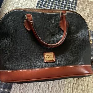 Dooney & Bourke Navy and Brown Satchel